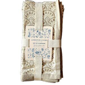 NEW Larkspur Living Set 6 Napkins 100% Cotton 20" x 20" Taupe White New with Tag